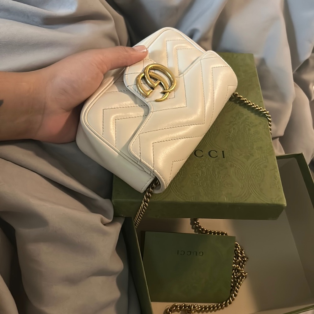White Gucci mini Marmont